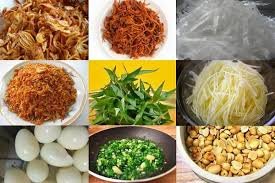 Nguyên liệu chuẩn bị cho cách làm bánh tráng trộn đơn giản tại nhà