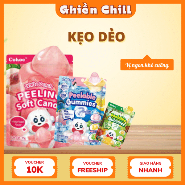 Kẹo dẻo trái cây nhiều vị Cokoc Peeling Gummies – Đồ ăn vặt Ghiền Chill giảm giá, giao hàng nhanh