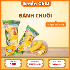 Bánh chuối nhân kem sữa Đài Loan – Bánh snack ngọt Ghiền Chill, vị ngon khó cưỡng