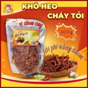 Khô Heo Cháy Tỏi Vị Chua Cay, Tỏi Phi Vàng Thơm Gói 300g